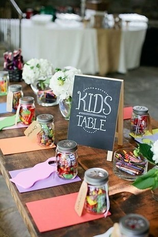voltaire weddings, kids table, wedding website